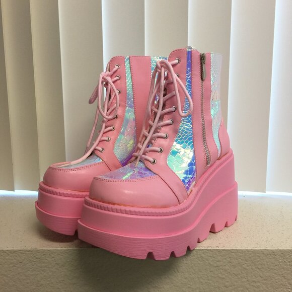 Worn once- Cape Robbin Pink Poison Platforms Boots in Pink/7 - Picture 1 of 12